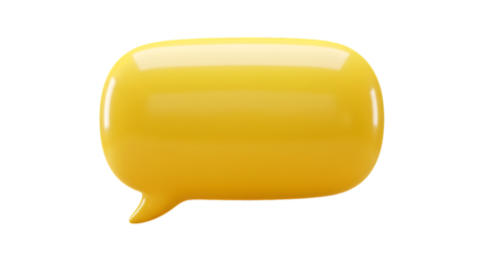 3D Render of a Yellow Speech Bubble Isolated on a Transparent Background