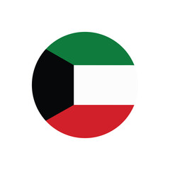 Kuwait round flag button , vector isolated on transparent background