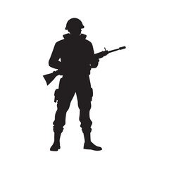 Soldier Aiming Rifle In Shadows Silhouette