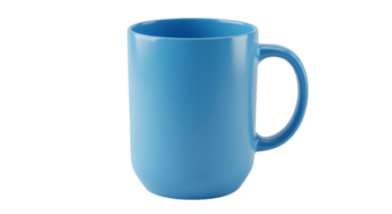 3D Render of a Blue Ceramic Mug on Transparent Background