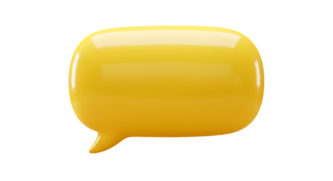 3D Render of a Yellow Speech Bubble Isolated on a Transparent Background