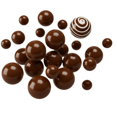 Fototapeta premium 3D Render of Chocolate Balls with Sweet Dessert on Transparent Isolated Background