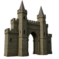 3D Realistic Castle Gate Isolated On Transparent Background Illustration