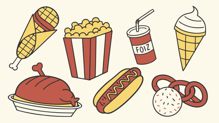 Festival Foods Icon Set – Vector Icons for Celebration Foods, Party Snacks, and Festive Cuisine