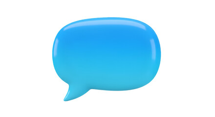 3D Render of a Blue Speech Bubble for Chat Communication on Transparent Background