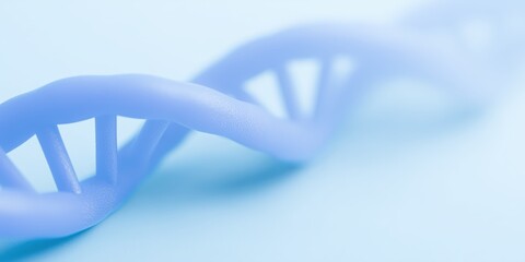 Blue DNA double helix model on a soft blue background, illustrating genetic structure and molecular biology concepts, representing life science and research innovation