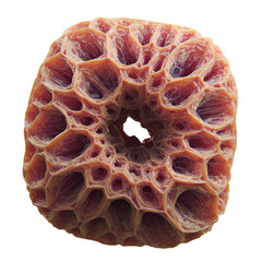 3d Render Of Honeycomb Texture Donut On Transparent Background Isolated