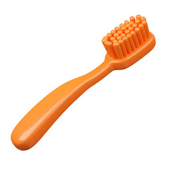 3D Render of an Orange Toothbrush Isolated on a Transparent Background
