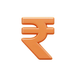 3D Render of Indian Rupee Symbol Isolated on Transparent Background