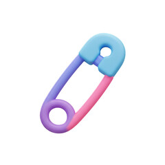 3D Render Of Safety Pin With Blue Purple And Pink Gradient Colors