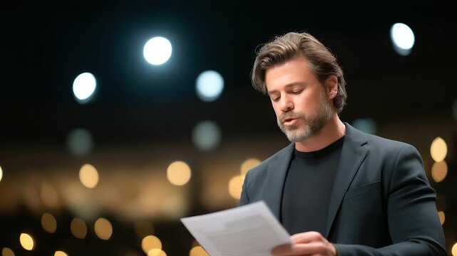 Keynote Speech Setup with Organizer at Podium