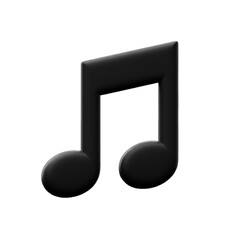 3D Rendered Black Musical Note Isolated On Transparent Background