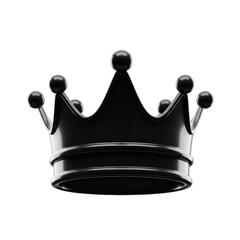 3D Rendered Black Crown Icon Isolated on Transparent Background