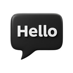 3D Rendered Black Speech Bubble With White Hello Text Isolated