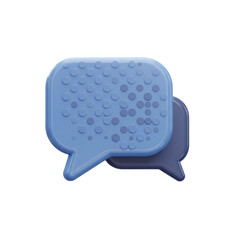 3D Rendered Blue Chat Bubble Icon Isolated on Transparent Background