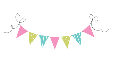 Carnival garland with flags for festive decoration, multicolored with stripes and dots	
