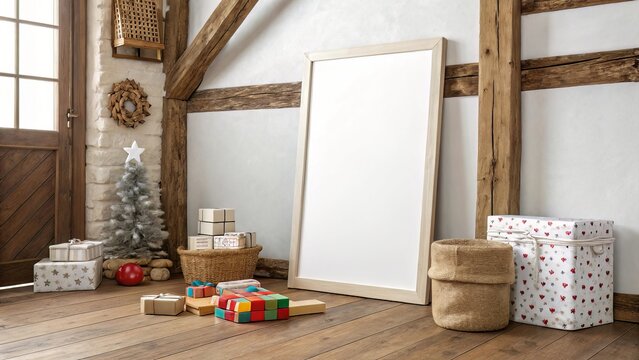 Children&acirc;&euro;&trade;s Art Mockup with Blank Frame and Whimsical Touches