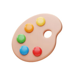 3D Rendered Colorful Paint Palette Illustration on Transparent Background