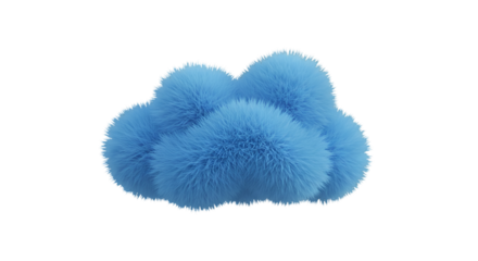 Abstract 3D Render of Fluffy Blue Cloud Isolated on Transparent Background