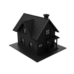 3D Rendered Illustration of a Black House Isolated on a Transparent Background