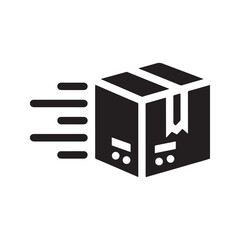 Fast shipping icon, express delivery service symbol. Vector glyph for package, parcel, and logistics