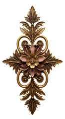 3D Rendered Golden Floral Ornament Isolated on a Black Background