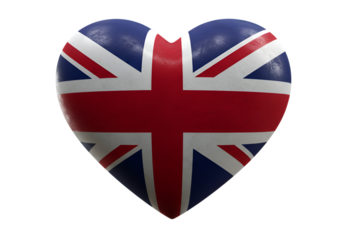 3D Rendered Heart Shaped Great Britain Flag Illustration On Transparent Background