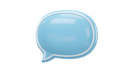 3d Rendered Light Blue Speech Bubble Icon In White Outline on Transparent Background