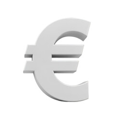 Fototapeta premium 3D Rendered Euro Symbol in White on Transparent Isolated Background