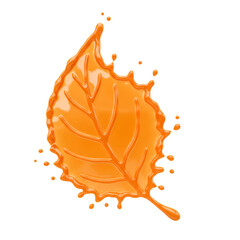 3D Rendered Orange Leaf Splash Illustration with Transparent Background