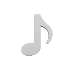 3D Rendered Music Note Symbol Isolated on Transparent Background