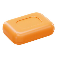 3D Rendered Orange Soap Bar Isolated On Transparent Background Illustration