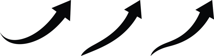 Black curved arrow pointing upward and to the right on a white background