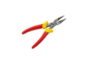 a pair of pliers with yellow handles on a white background