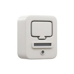 3D Rendered White Computer Icon Isolated on Transparent Background