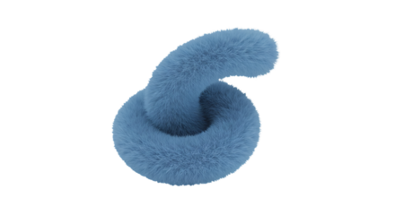 Abstract 3D Render Of a Fluffy Blue Knot Isolated On Transparent Background