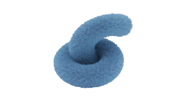Abstract 3D Render Of a Fluffy Blue Knot Isolated On Transparent Background
