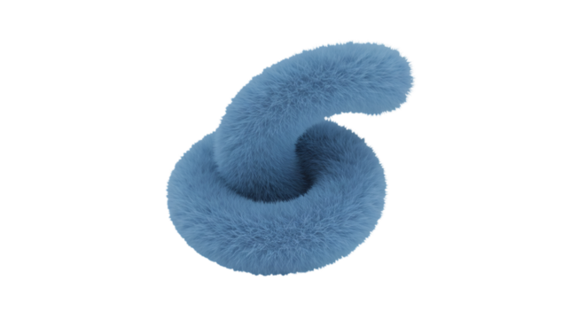 Abstract 3D Render Of a Fluffy Blue Knot Isolated On Transparent Background