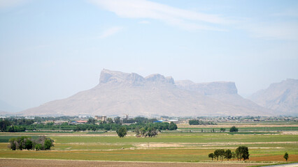 Istakhr and Broken Castle Mountains (Masoum Abad) view form Persepolis in Iran.