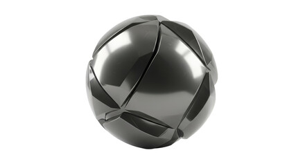 Abstract 3D Rendered Metallic Sphere with Cut Segments on Black