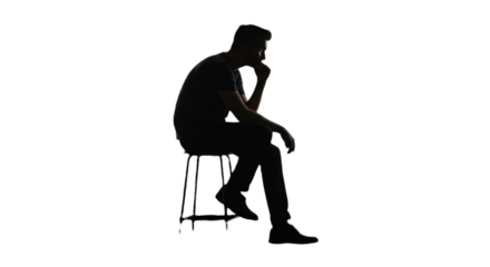 A Dark Silhouette Of A Man Sitting And Thinking On A Chair Illustration