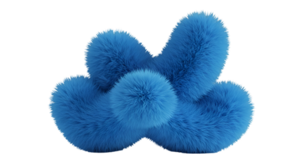 Abstract 3D Rendering with Blue Fluffy Texture Isolated on Transparent Background