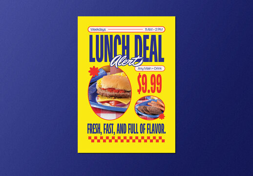 Yellow Neo Brutalism Lunch Deal Flyer Layout