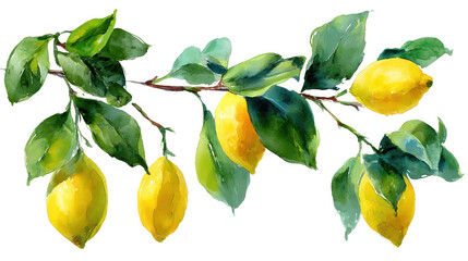 Obraz premium Watercolor lemons on a white background
