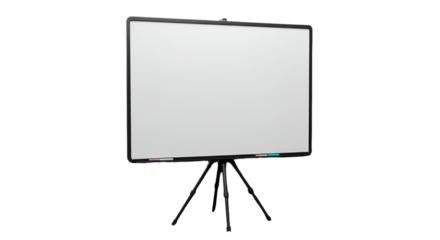 3D Rendered Whiteboard On Tripod Isolated On Transparent Background