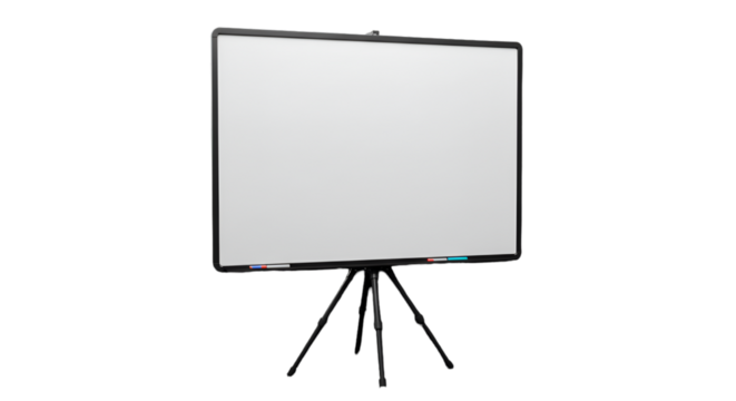 3D Rendered Whiteboard On Tripod Isolated On Transparent Background