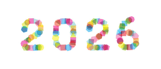カラフルな図形で作られた2026
2026 made of colorful shapes