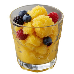 A Refreshing Photographic Granita Dessert with Mixed Berries on Transparent