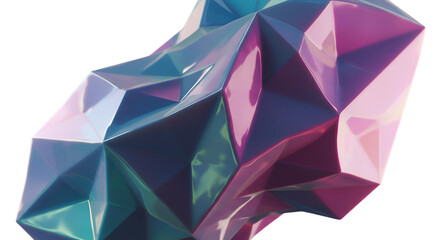 Abstract 3D Crystal Facet with Transparent Background Iridescent Colors