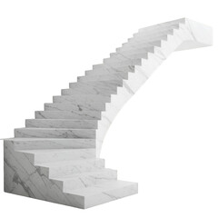 Abstract 3D Illustration Of Marble Stairs Isolated On Transparent Background